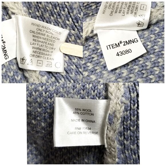 ORVIS Women's Gray Blue Quarter Zip Pullover Sweater Wool Blend Sz Small - Picture 4 of 4